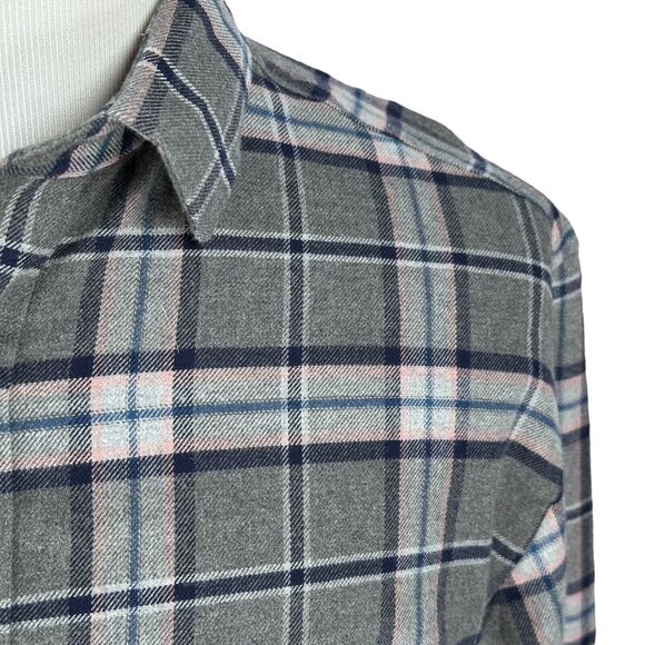 Untuckit Flannel Shirt Men’s XL Gray Blue Pink Long Sleeve Button Up 100% Cotton - Picture 3 of 9